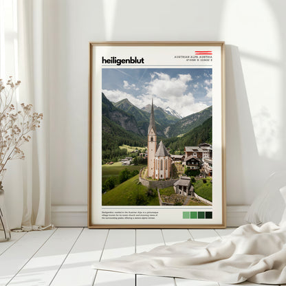 Heiligenblut Austrian Alps poster displayed in a minimal interior with soft natural light