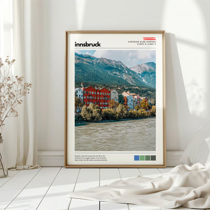 Innsbruck Austrian Alps wall art in a bright minimalist interior