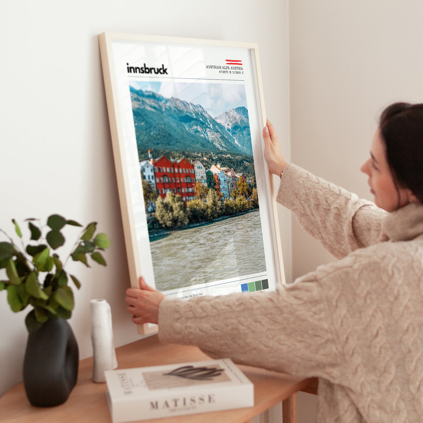 Innsbruck poster used as alpine home decor in a contemporary space