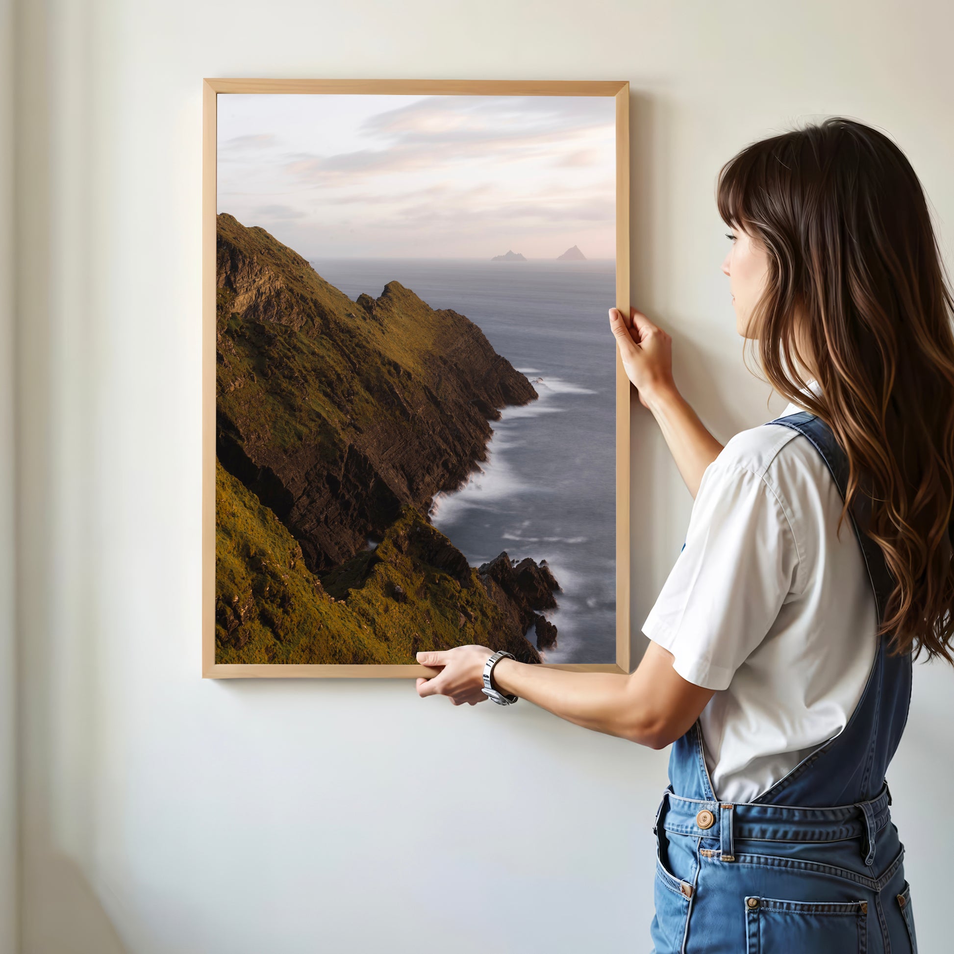Framed Irish landscape print of Kerry's rugged coastal cliffs