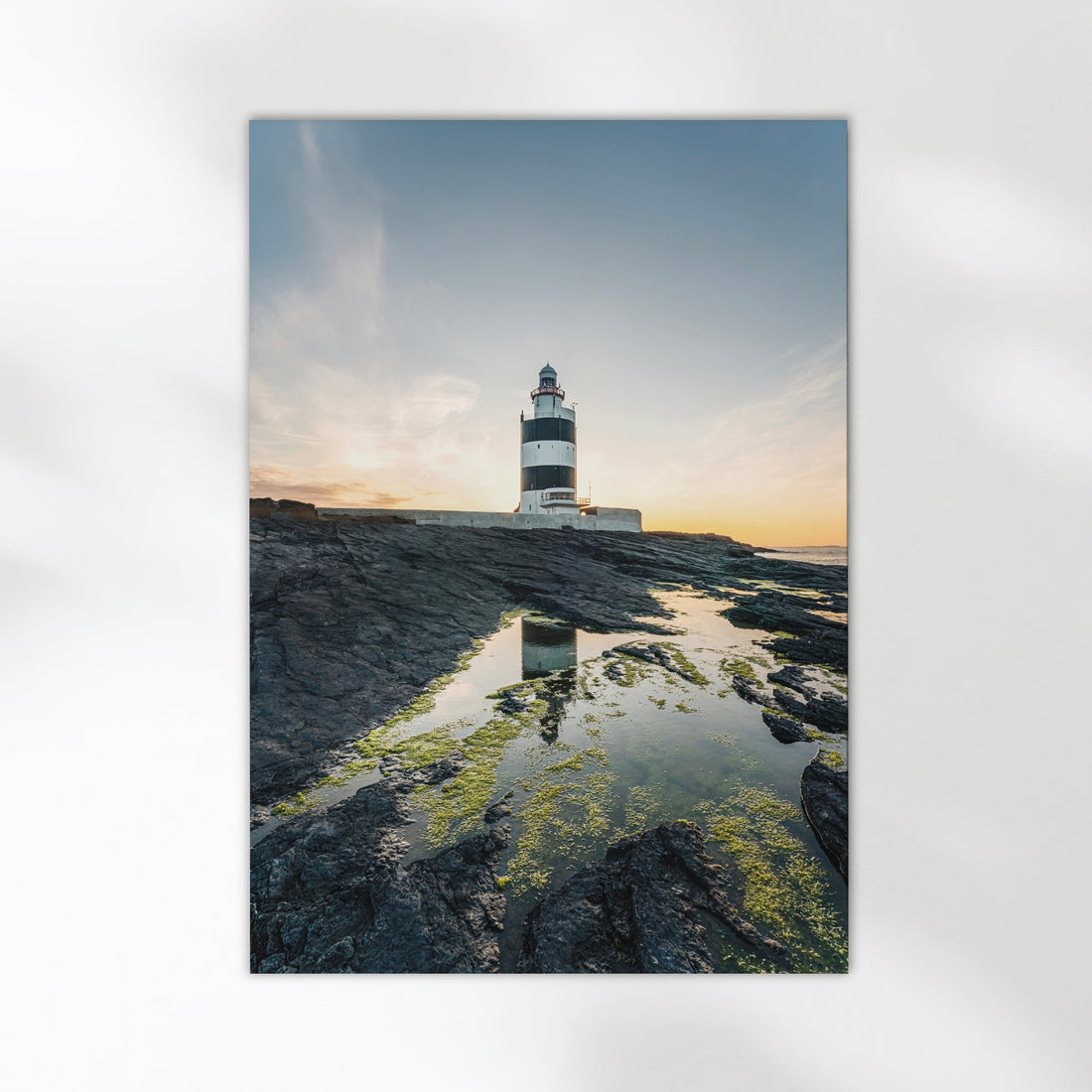 Coastal landscape featuring Hook Head Lighthouse and dramatic sky, Ireland wall art decor
