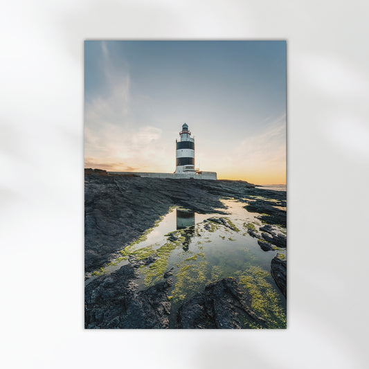 Coastal landscape featuring Hook Head Lighthouse and dramatic sky, Ireland wall art decor