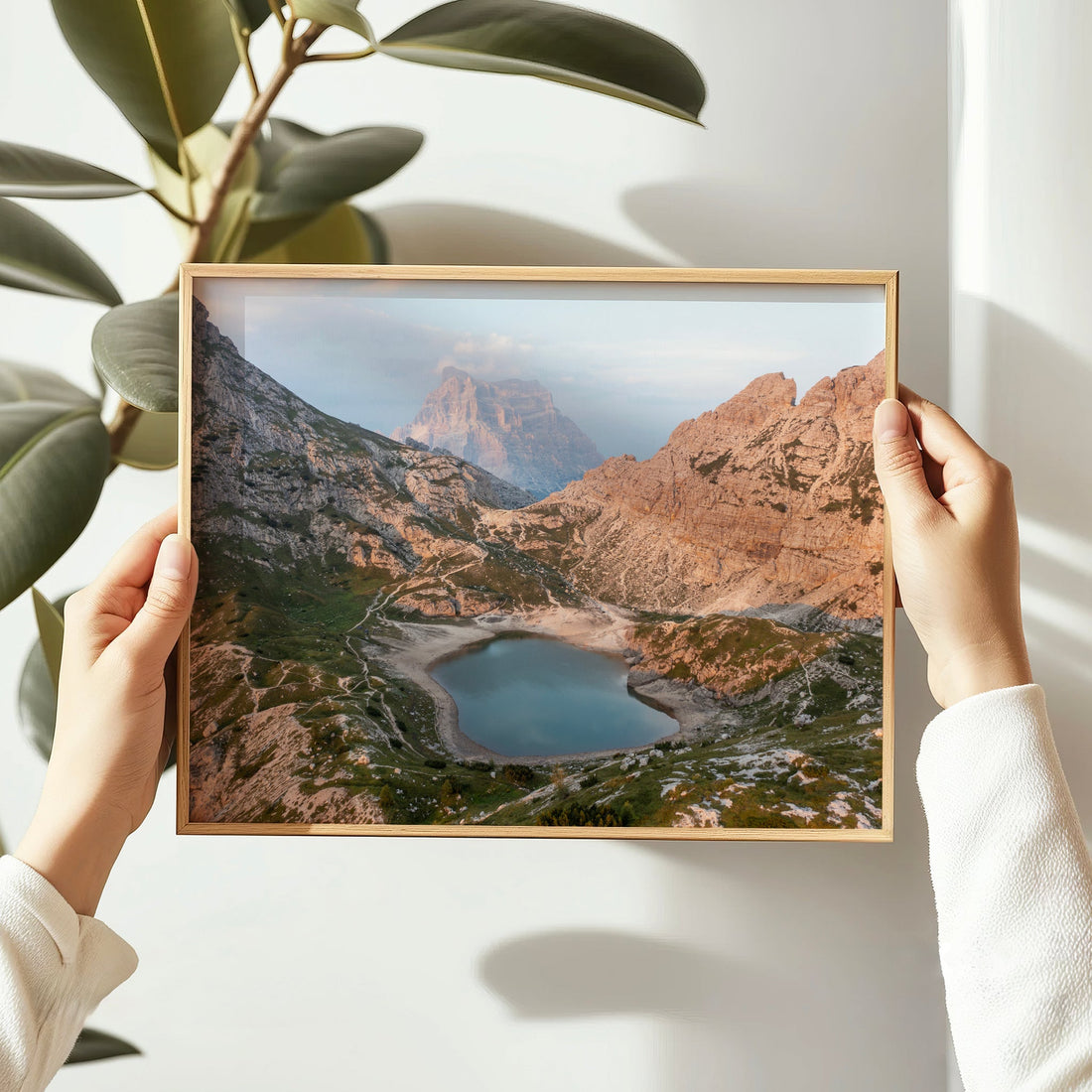 Framed print of Lago di Coldai with Monte Pelmo in soft light