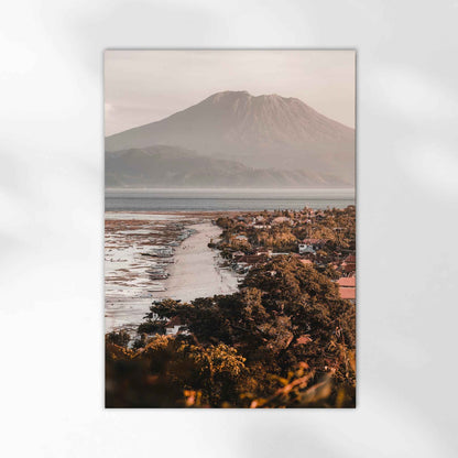 Jungutbatu Beach Nusa Lembongan Mount Agung travel photography print unframed on white background