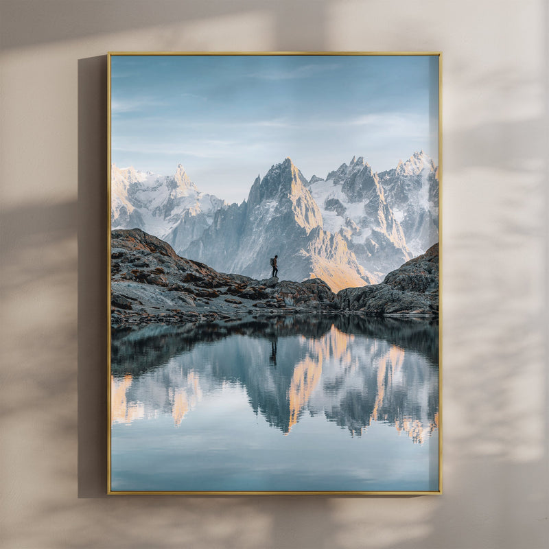 Hiker at Lac Blanc — Chamonix, French Alps — fine art print
