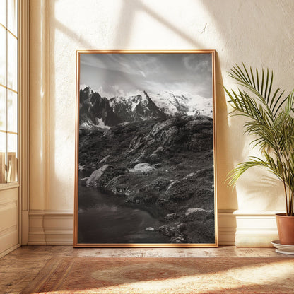 Massif du Mont Blanc captured in monochrome as framed art print