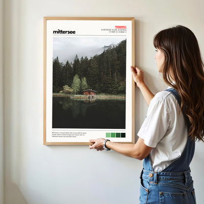 Mittersee wall art print styled in a modern interior with soft natural light