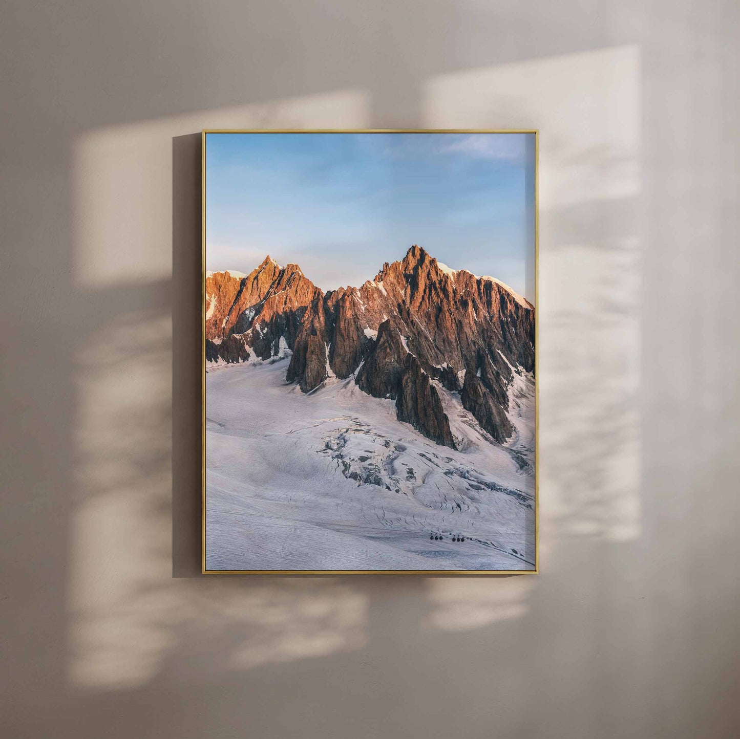 Mont Blanc du Tacul at golden hour, stunning mountain print for home decor