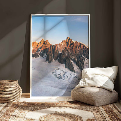 Golden hour view of Mont Blanc du Tacul, perfect framed wall art print