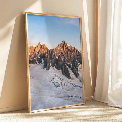 Golden light on Mont Blanc du Tacul, Chamonix mountain photography print