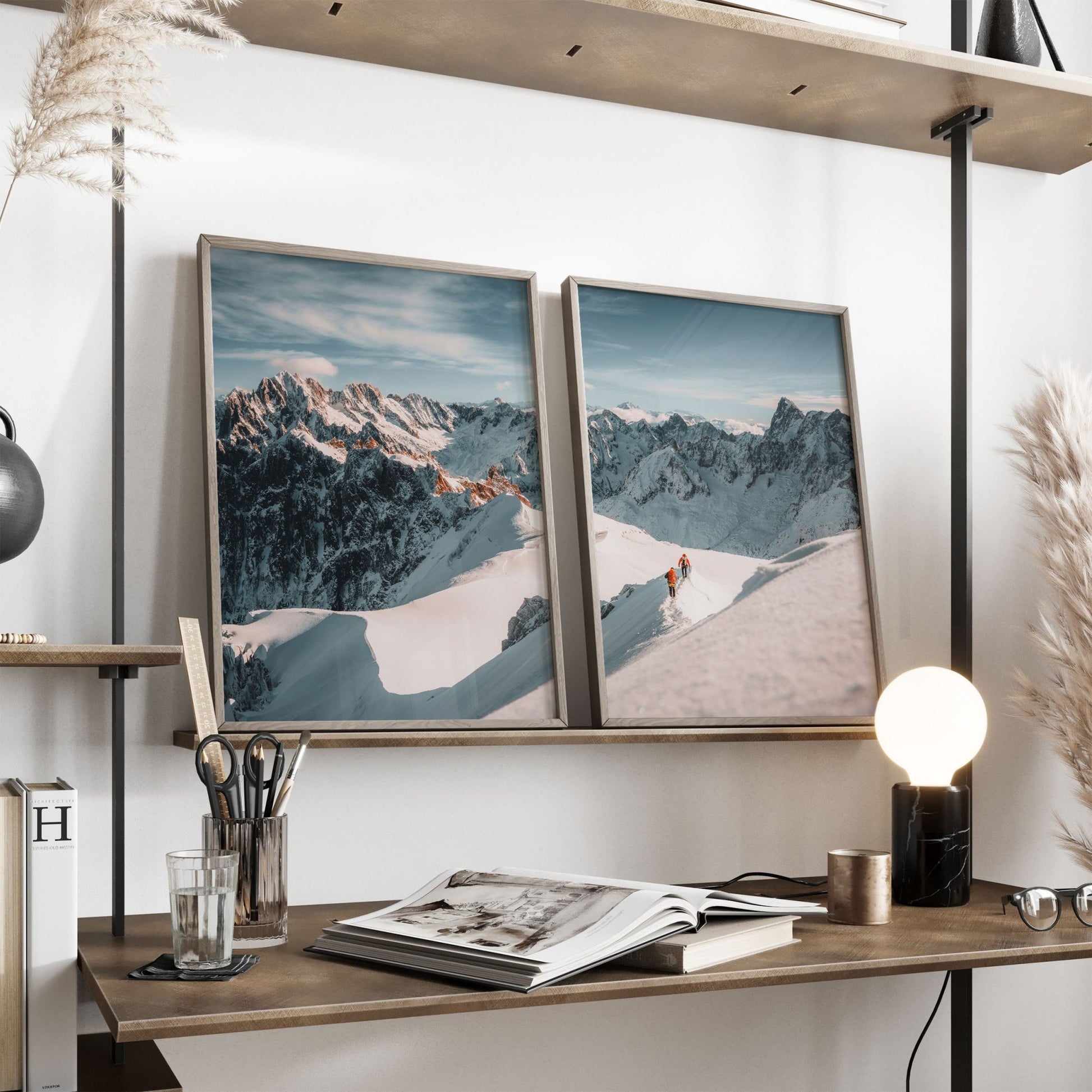 Mont Blanc massif print in a premium wooden frame.