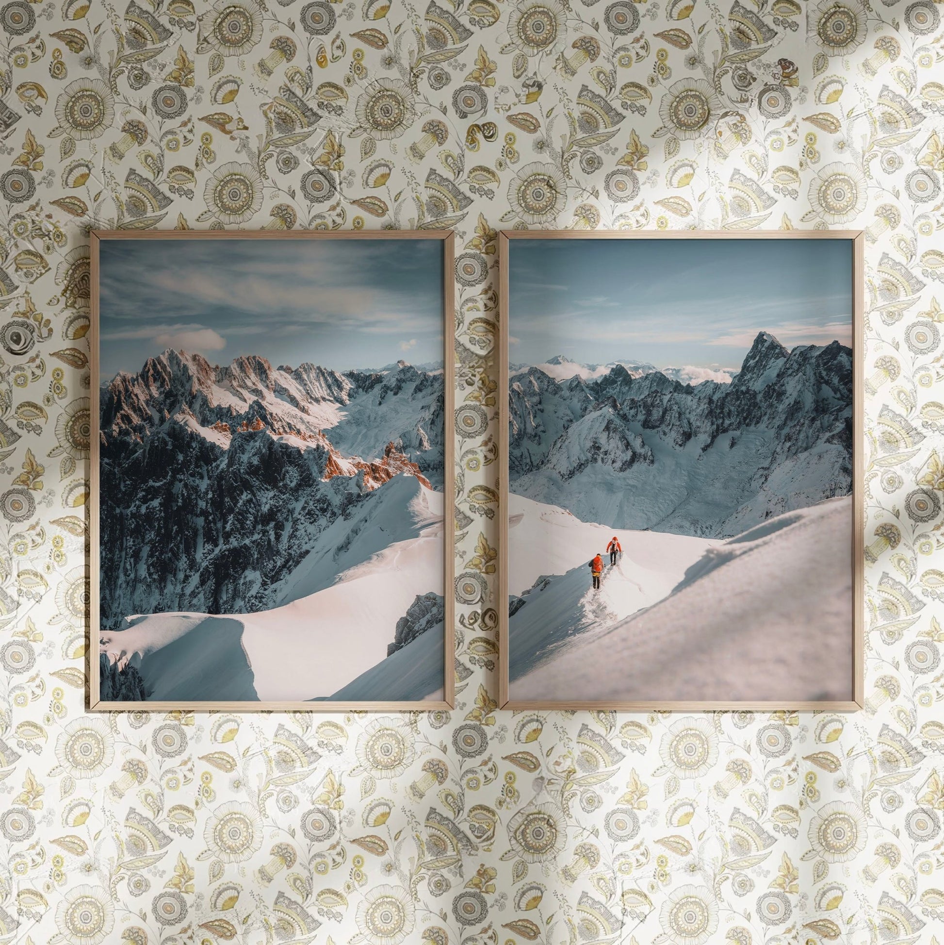 Elegant framed Mont Blanc massif wall art for home decor.