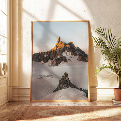 Dent du Géant under vibrant sunset hues, breathtaking alpine wall art for mountain lovers.