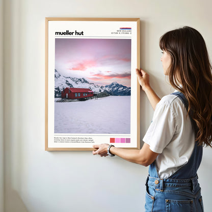 Framed Mueller Hut wall art print displayed on a wall in a modern interior