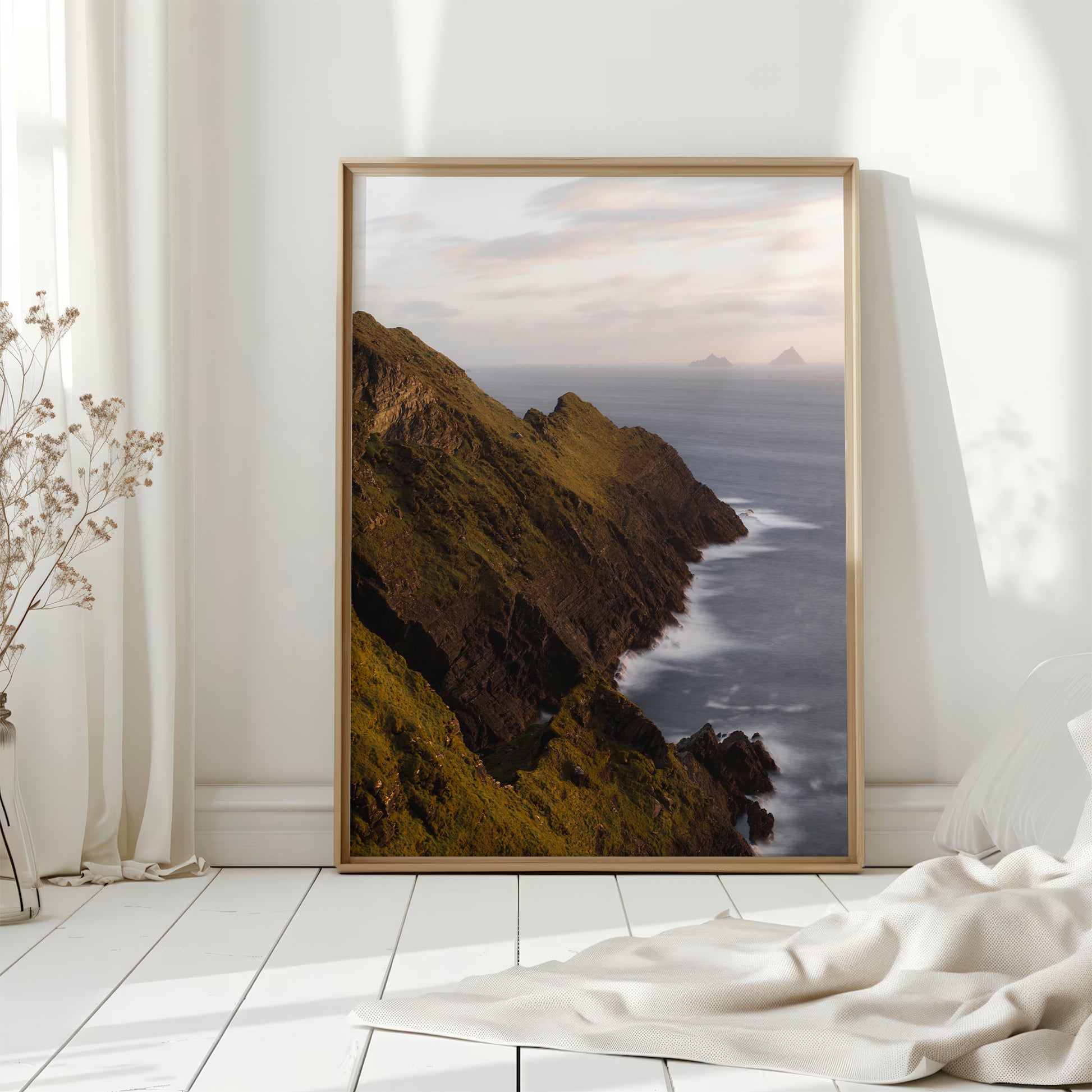Kerry coastline with jagged cliffs and soft sea from Irish coastal hike