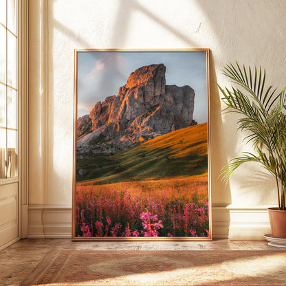 Alpine wall art set showing Passo Giau in the Dolomites as a three-print display