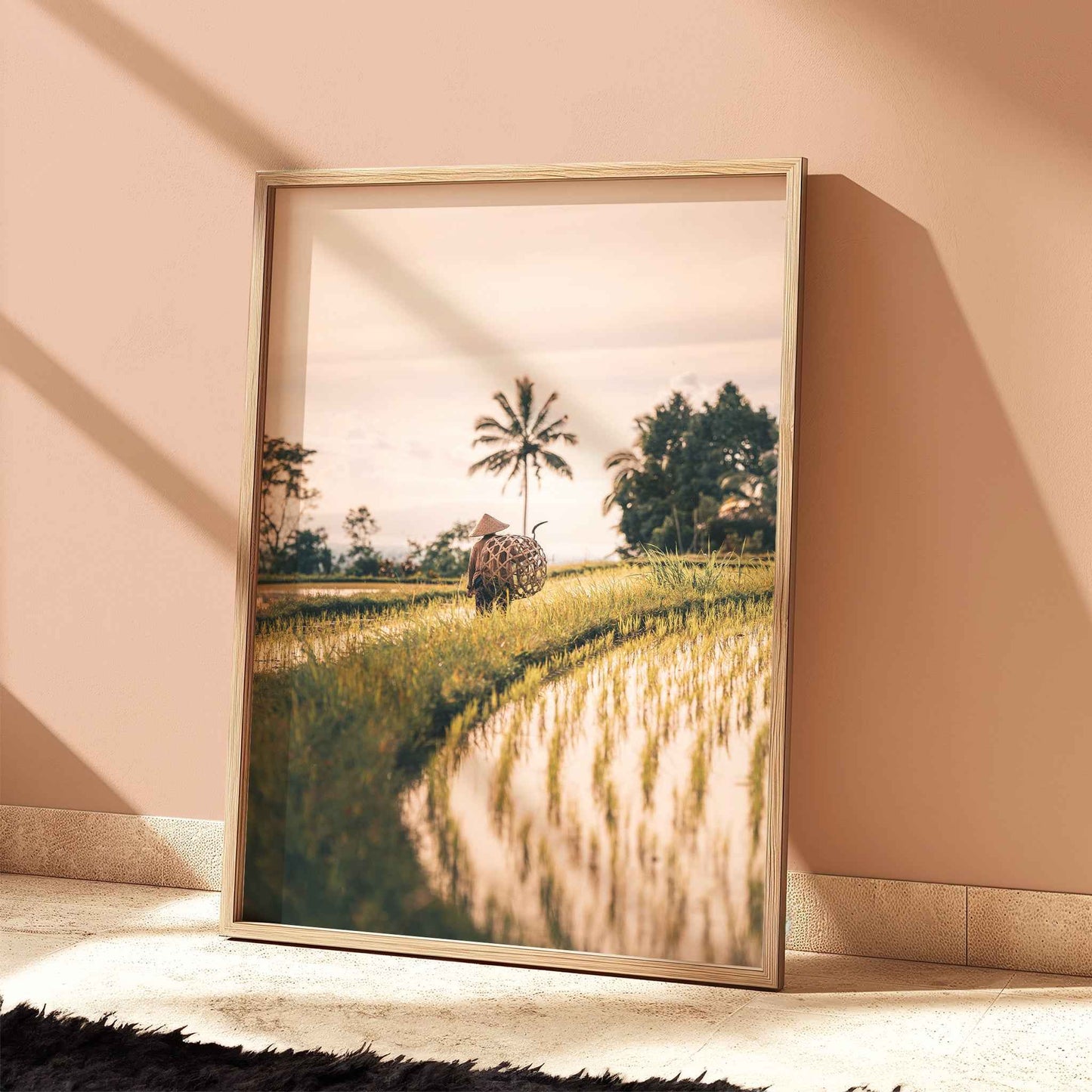 Close up detail of Bali rice terraces photography print showing texture and depth