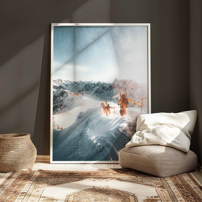 Stunning Chamonix wall art print of skiers on Vallée Blanche.