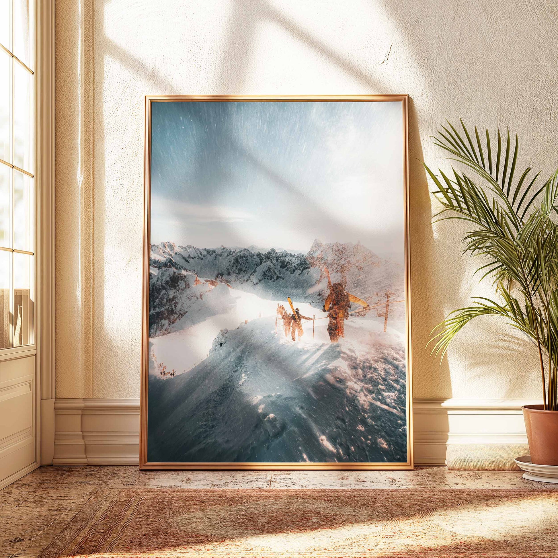 Vallée Blanche skiers in Chamonix captured in premium wall art.