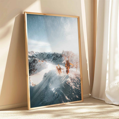 Premium wall art of skiers on the Vallée Blanche in Chamonix.