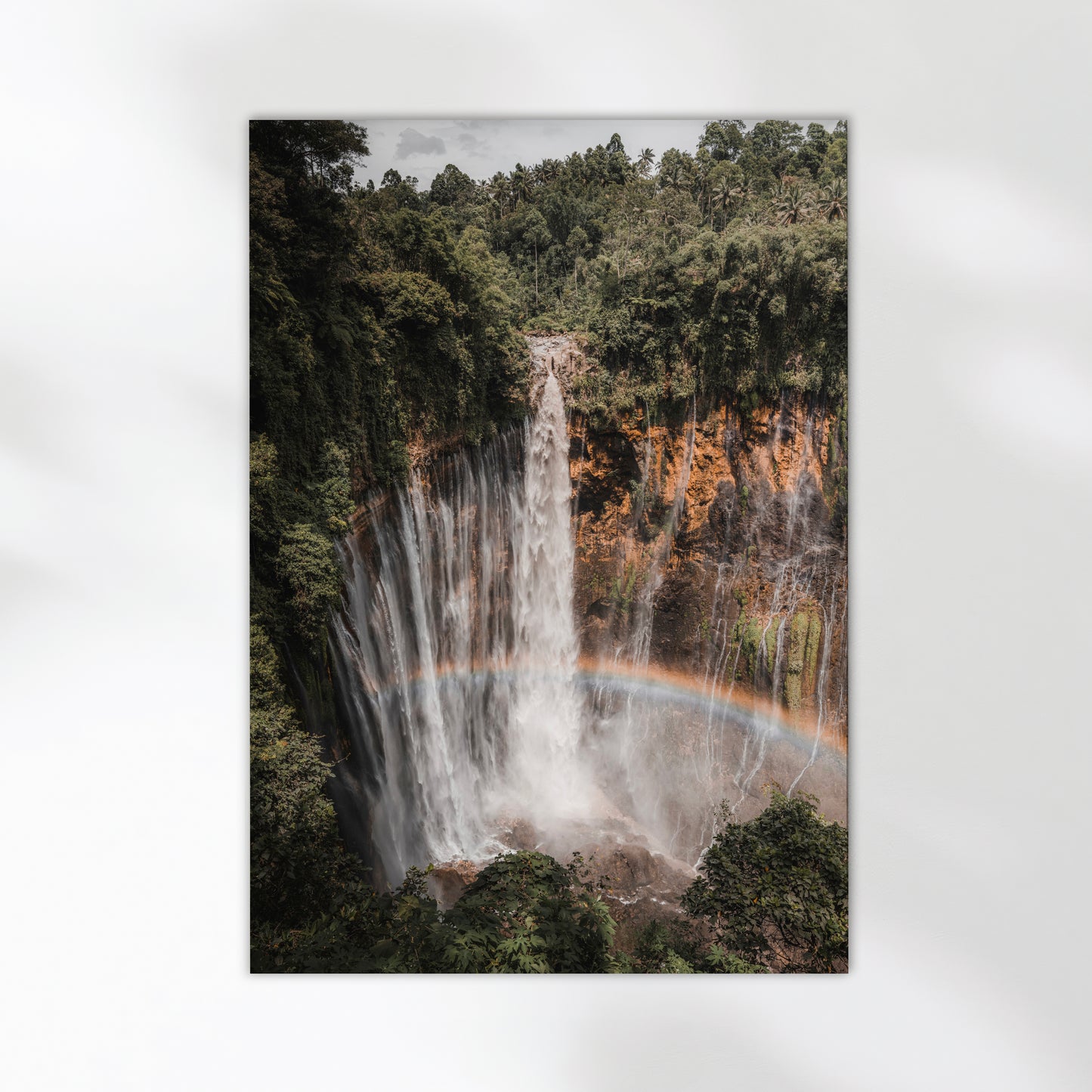 Close-up of Tumpak Sewu Waterfall wall art print showing vibrant colors and texture