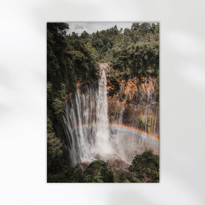 Close-up of Tumpak Sewu Waterfall wall art print showing vibrant colors and texture